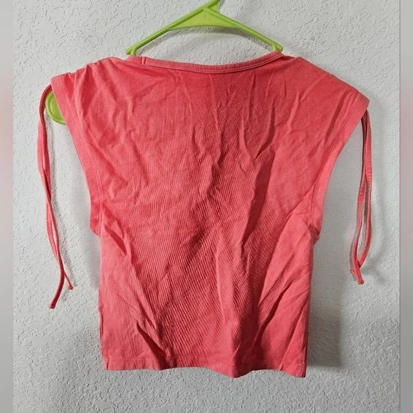 NWOT American Eagle Deep Scoopneck Ruched Tie Sleeve Soft Stretch Cropped Tank - Picture 4 of 5